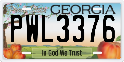 GA license plate PWL3376