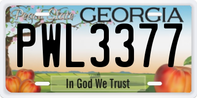GA license plate PWL3377