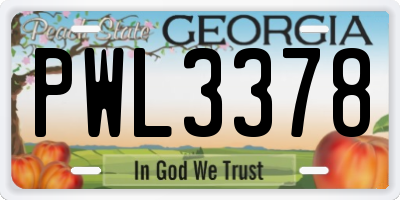 GA license plate PWL3378
