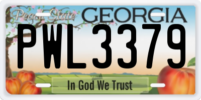 GA license plate PWL3379
