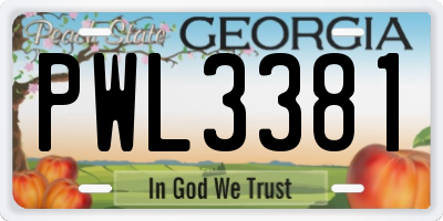 GA license plate PWL3381
