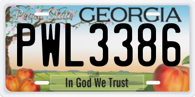 GA license plate PWL3386