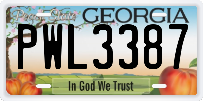 GA license plate PWL3387