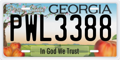 GA license plate PWL3388