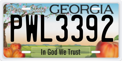 GA license plate PWL3392