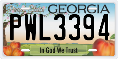GA license plate PWL3394