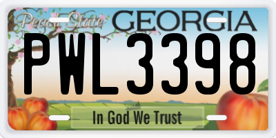 GA license plate PWL3398