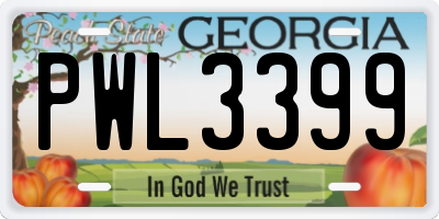 GA license plate PWL3399