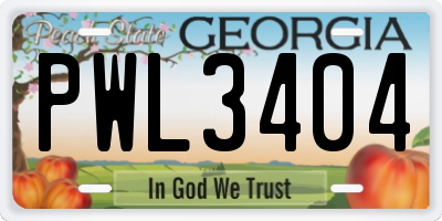 GA license plate PWL3404