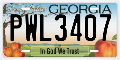GA license plate PWL3407