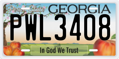 GA license plate PWL3408
