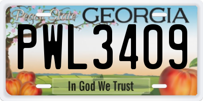 GA license plate PWL3409
