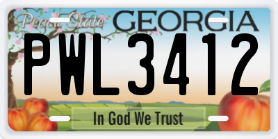 GA license plate PWL3412