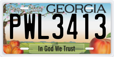 GA license plate PWL3413