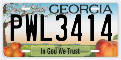 GA license plate PWL3414
