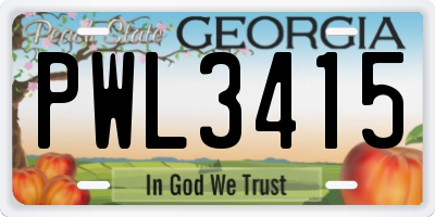 GA license plate PWL3415