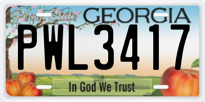 GA license plate PWL3417