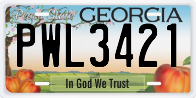 GA license plate PWL3421