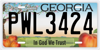 GA license plate PWL3424