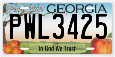 GA license plate PWL3425