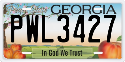 GA license plate PWL3427