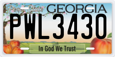 GA license plate PWL3430