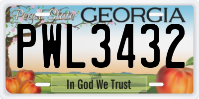 GA license plate PWL3432
