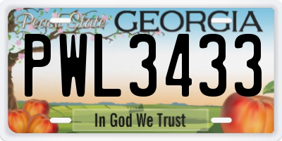 GA license plate PWL3433