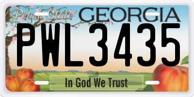 GA license plate PWL3435