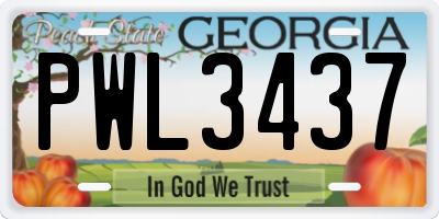 GA license plate PWL3437