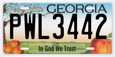 GA license plate PWL3442