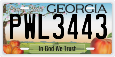 GA license plate PWL3443