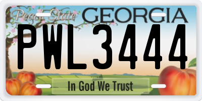 GA license plate PWL3444