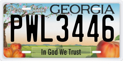 GA license plate PWL3446