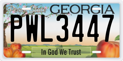 GA license plate PWL3447