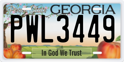 GA license plate PWL3449