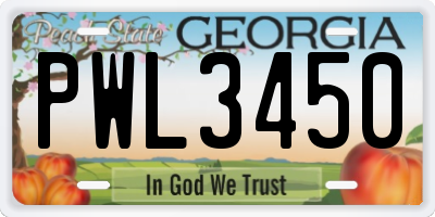 GA license plate PWL3450