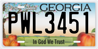 GA license plate PWL3451