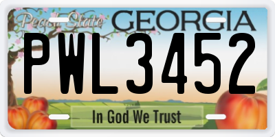 GA license plate PWL3452