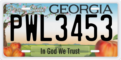 GA license plate PWL3453