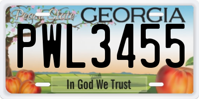 GA license plate PWL3455