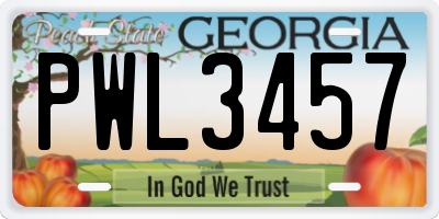 GA license plate PWL3457