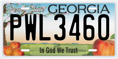 GA license plate PWL3460