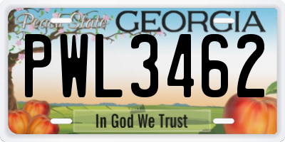 GA license plate PWL3462