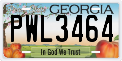 GA license plate PWL3464
