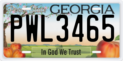 GA license plate PWL3465