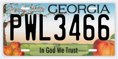 GA license plate PWL3466