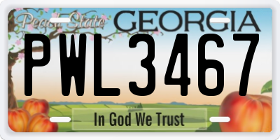 GA license plate PWL3467