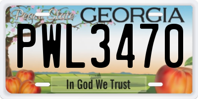 GA license plate PWL3470