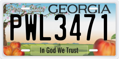 GA license plate PWL3471